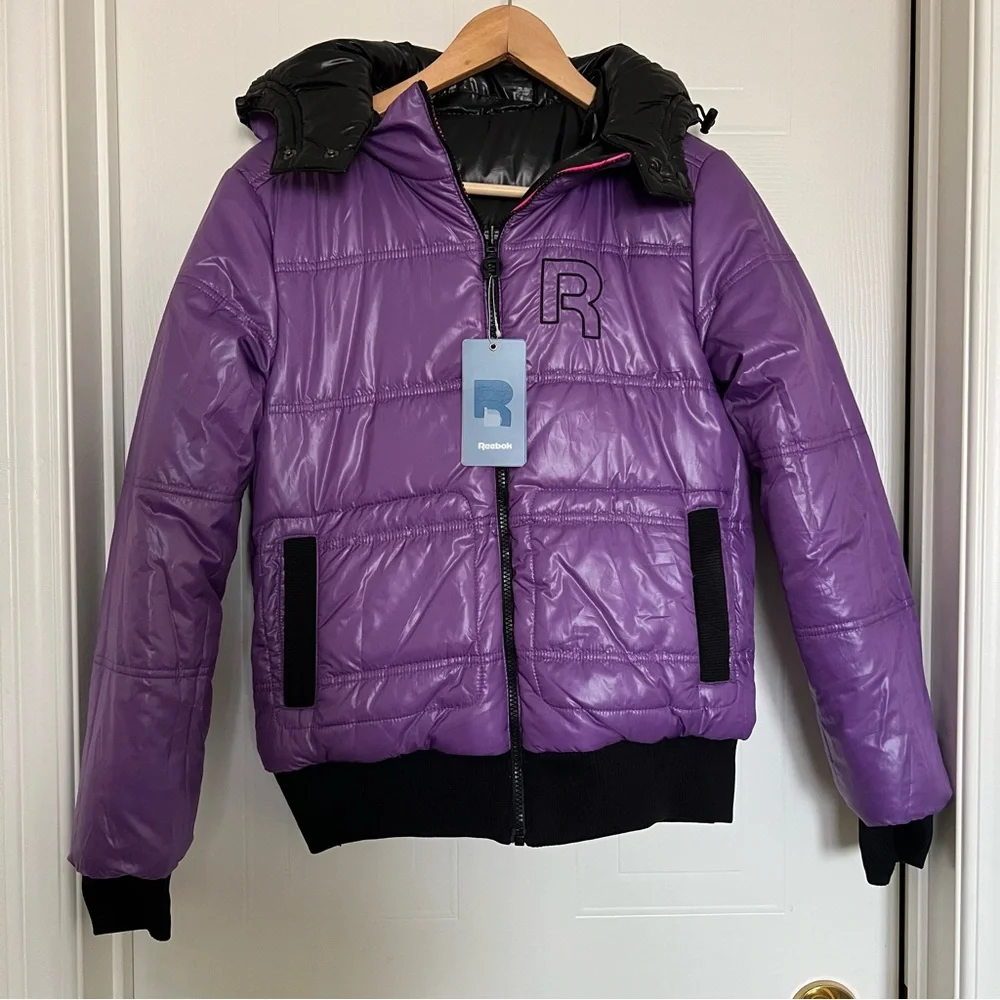 Reebok Black Jacket with Purple Highlights Reversible - Picture 8 of 12